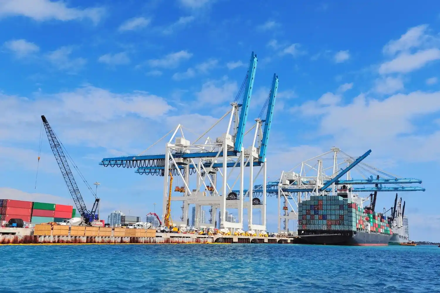 A port with ships and containers